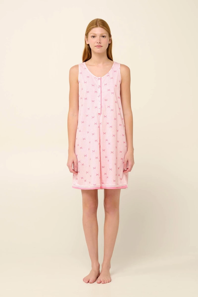 Vamp γυναικείο νυχτικό cotton regular fit 22264-pink sea
