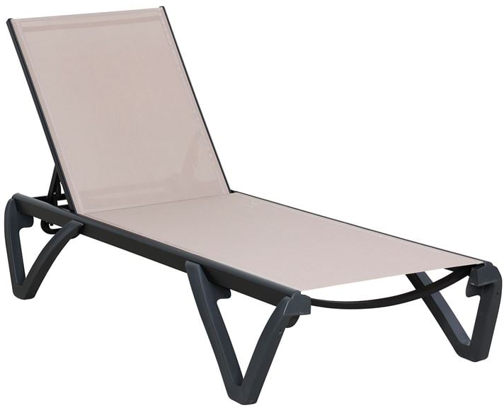WOODWELL Ε3383,2CAPRI K/D Ξαπλώστρα Αλουμίνιο Μαύρο, PP-UV Μαύρο - Textilene Cappuccino 68/58x190x30cm Ε3383,2