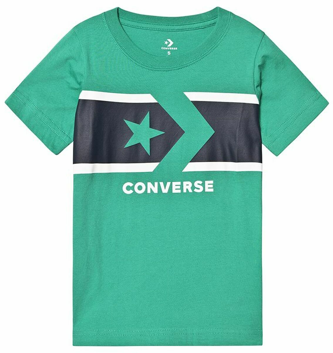 Παιδικό Μπλούζα με Κοντό Μανίκι Converse Stripe Star Chevron  Πράσινο