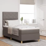 vidaXL κρεβάτι Box Spring με στρώμα Καφέ Μονό Ύφασμα