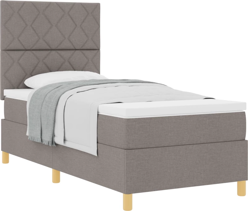 vidaXL κρεβάτι Box Spring με στρώμα Καφέ Μονό Ύφασμα