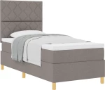 vidaXL κρεβάτι Box Spring με στρώμα Καφέ Μονό Ύφασμα