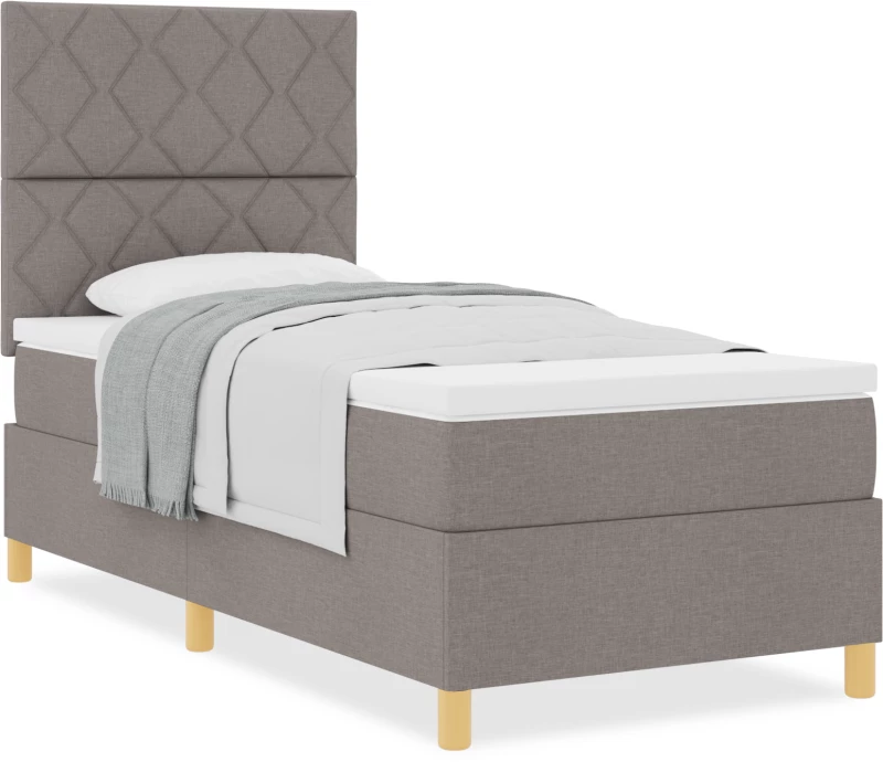 vidaXL κρεβάτι Box Spring με στρώμα Καφέ Μονό Ύφασμα