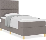 vidaXL κρεβάτι Box Spring με στρώμα Καφέ Μονό Ύφασμα