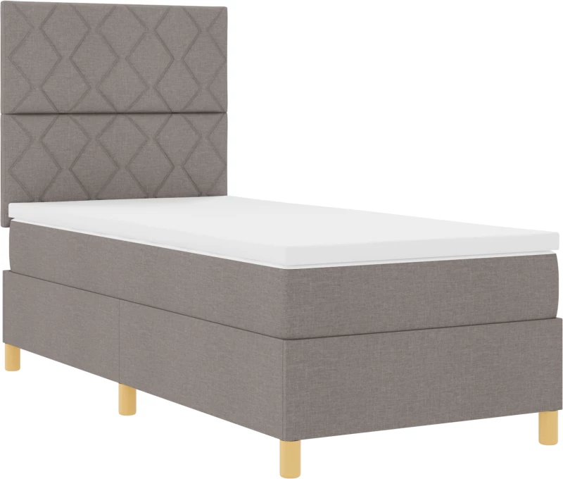 vidaXL κρεβάτι Box Spring με στρώμα Καφέ Μονό Ύφασμα