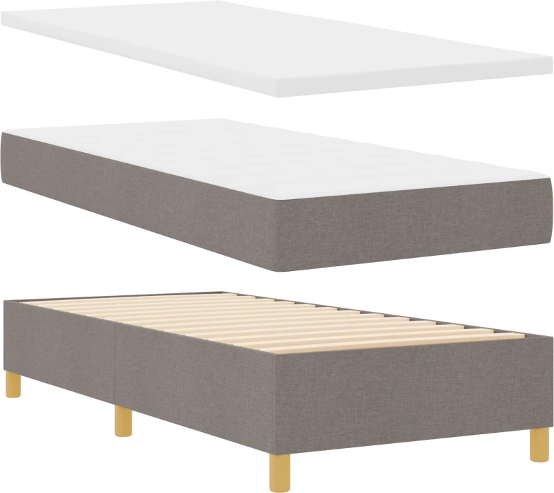 vidaXL κρεβάτι Box Spring με στρώμα Καφέ Μονό Ύφασμα