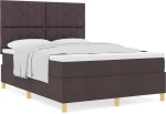 vidaXL Κρεβάτι Box Spring με Ματς Σκούρο Καφέ 140x200 εκ. Ύφασμα