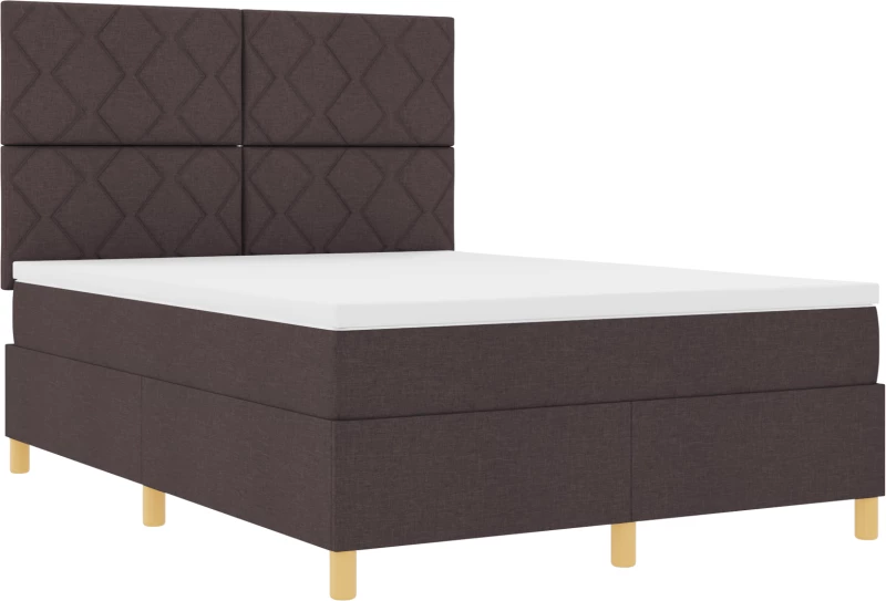 vidaXL Κρεβάτι Box Spring με Ματς Σκούρο Καφέ 140x200 εκ. Ύφασμα