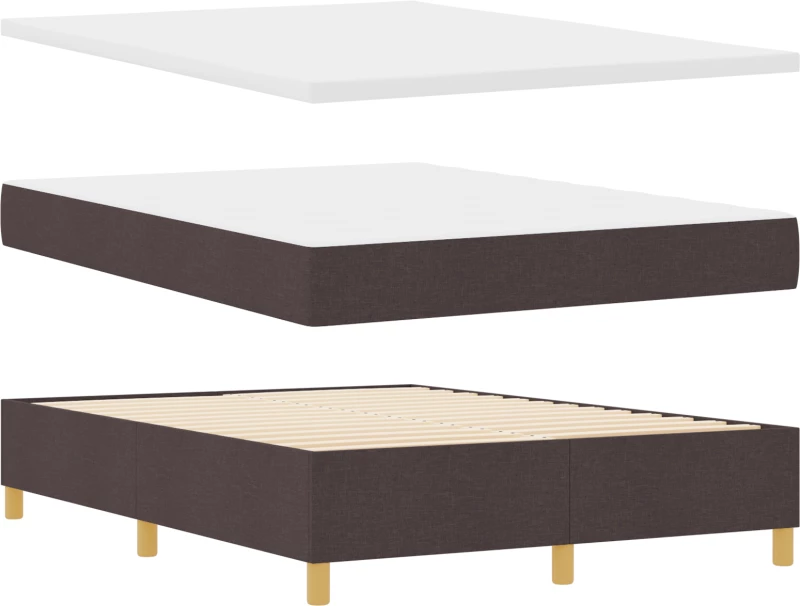 vidaXL Κρεβάτι Box Spring με Ματς Σκούρο Καφέ 140x200 εκ. Ύφασμα
