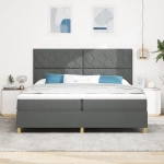 vidaXL Κρεβάτι με Στρώμα Σκούρο Γκρι 200x200 εκ. Ύφασμα