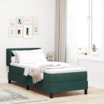 vidaXL Κρεβάτι Box Spring με Στρώμα Σκούρο Πράσινο 80x200 εκ. Βελούδο