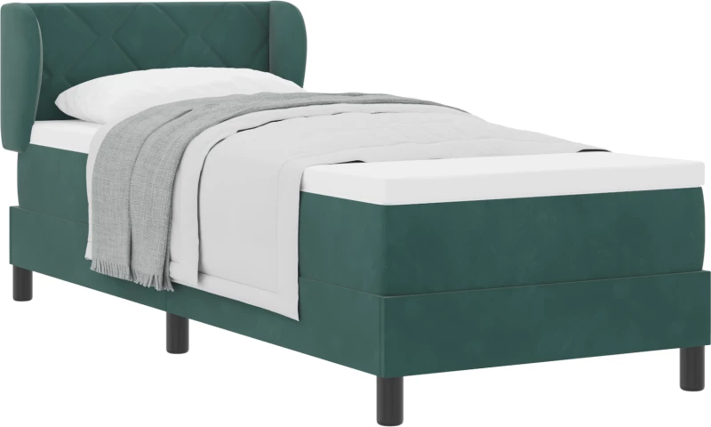 vidaXL Κρεβάτι Box Spring με Στρώμα Σκούρο Πράσινο 80x200 εκ. Βελούδο