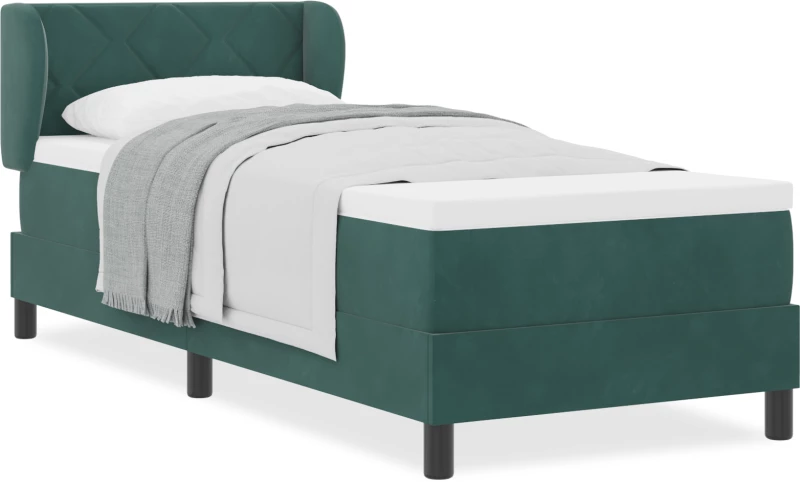 vidaXL Κρεβάτι Box Spring με Στρώμα Σκούρο Πράσινο 80x200 εκ. Βελούδο