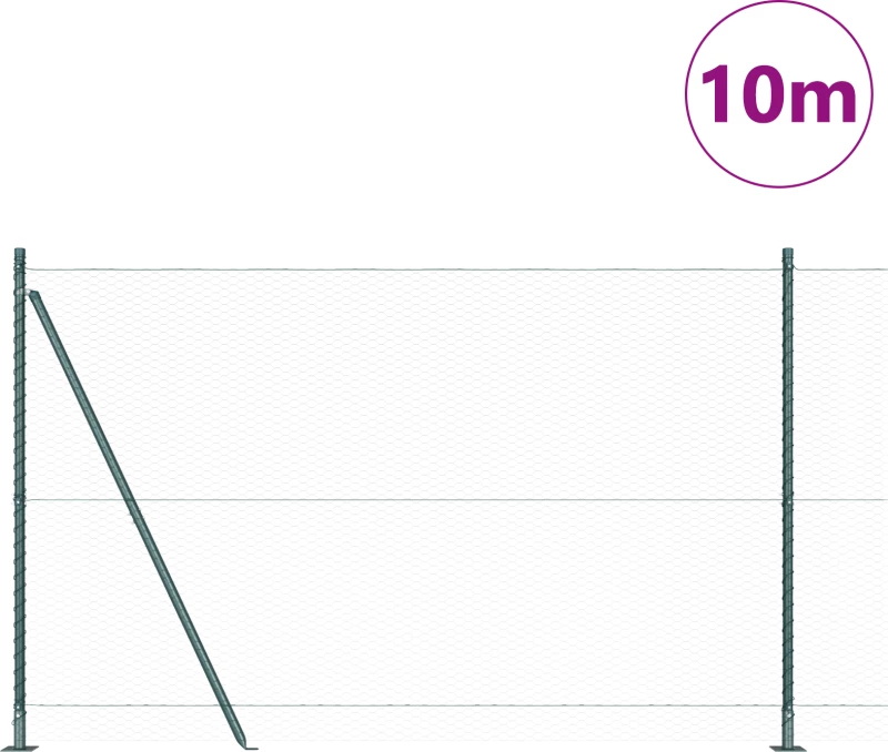 vidaXL Εξαγωνικός Φράχτης Πράσινος 1.6x10 m Ατσάλι