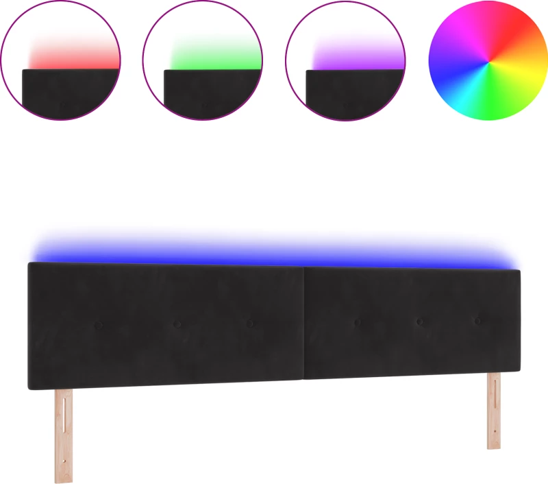 vidaXL LED Κεφαλάρι με Κουμπιά Μαύρο 100 εκ Βελούδο