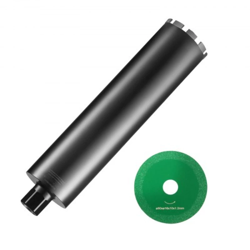 VEVOR Core Drill Bit, 4.25" Wet Diamond Core Drill Bits, 14" Drilling Depth Concrete Core Drill Bit with Saw Blade, 1-1/4"-7 Inner Thread, Laser Welding, Diamond Wet Coring Bit for Concrete Brick