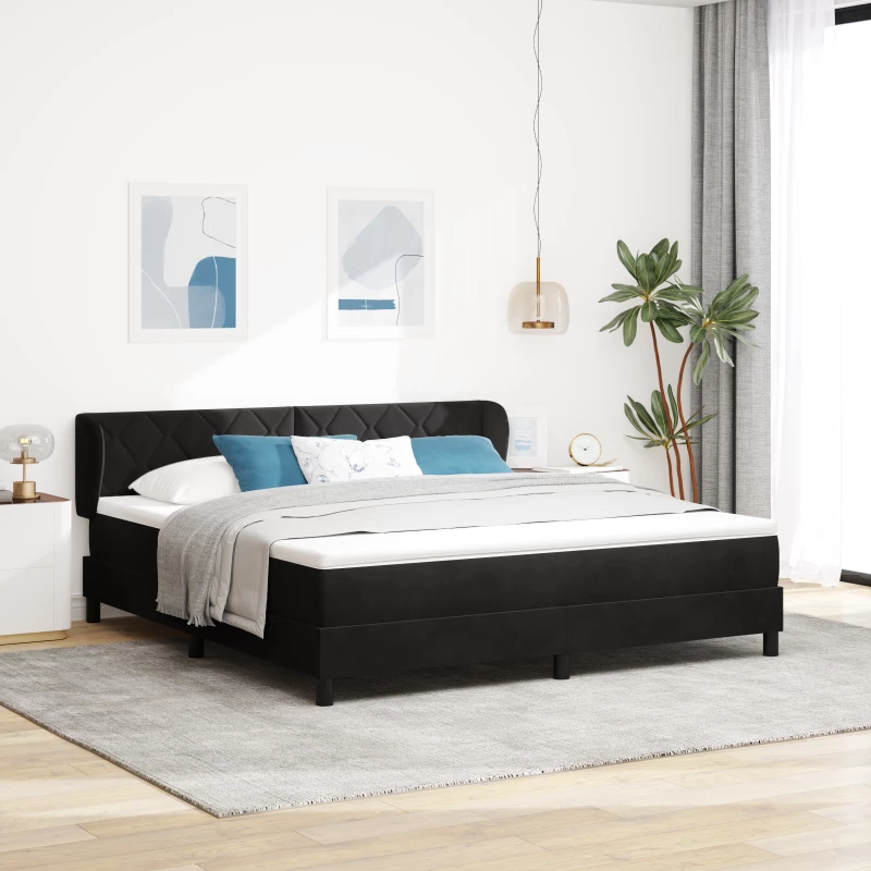 vidaXL Κρεβάτι με Στρώμα Μαύρο 180x200 εκ σε Βελούδο
