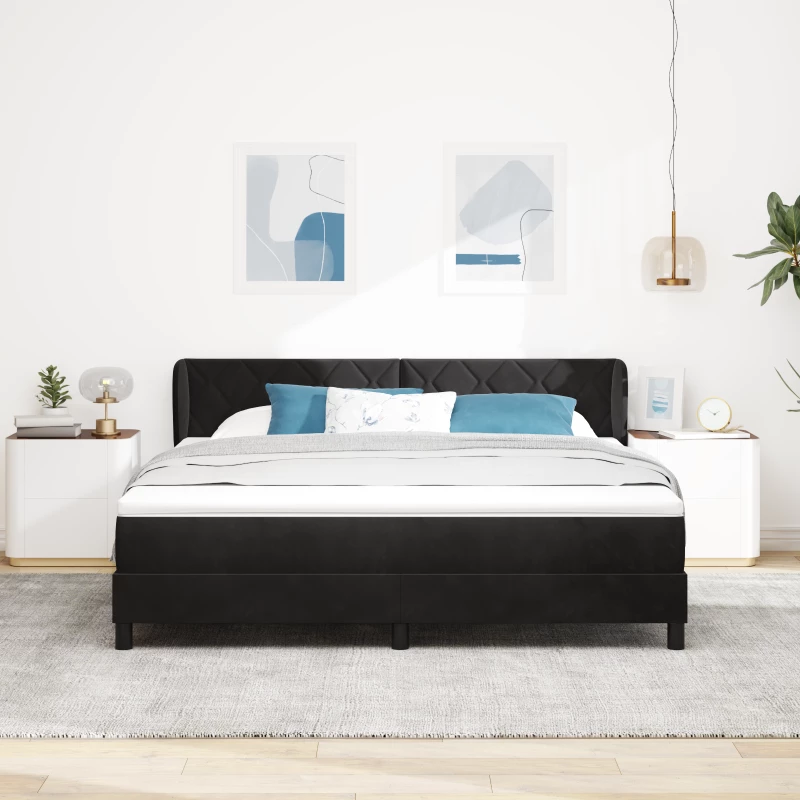 vidaXL Κρεβάτι με Στρώμα Μαύρο 180x200 εκ σε Βελούδο