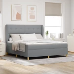 Box Spring Κρεβάτι με Στρώμα vidaXL Ανοιχτό Γκρι 180x200 εκ. Υφασμάτων