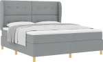 Box Spring Κρεβάτι με Στρώμα vidaXL Ανοιχτό Γκρι 180x200 εκ. Υφασμάτων