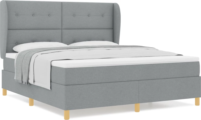 Box Spring Κρεβάτι με Στρώμα vidaXL Ανοιχτό Γκρι 180x200 εκ. Υφασμάτων