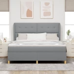 Box Spring Κρεβάτι με Στρώμα vidaXL Ανοιχτό Γκρι 180x200 εκ. Υφασμάτων