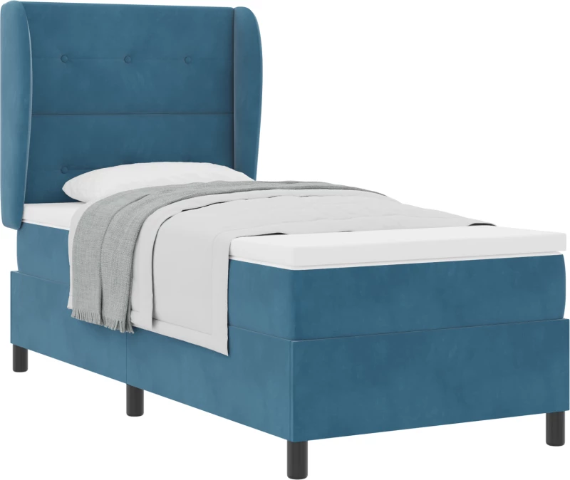 κρεβάτι box spring με στρώμα vidaXL σε σκούρο μπλε 90x190 εκ. βελούδο