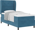 κρεβάτι box spring με στρώμα vidaXL σε σκούρο μπλε 90x190 εκ. βελούδο