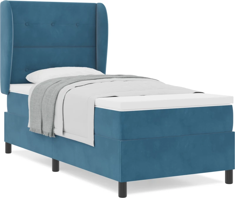 κρεβάτι box spring με στρώμα vidaXL σε σκούρο μπλε 90x190 εκ. βελούδο