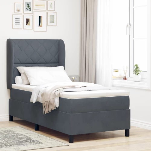 Πολυθρόνα Box Spring με Στρώμα Γκρι 90x190 εκ. Βελούδο