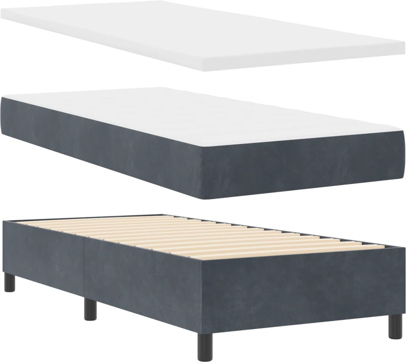 Πολυθρόνα Box Spring με Στρώμα Γκρι 90x190 εκ. Βελούδο