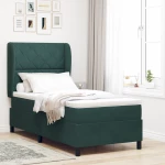 κρεβάτι Box Spring με στρώμα vidaXL σκούρο πράσινο 100x200 εκ βελούδο