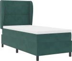 κρεβάτι Box Spring με στρώμα vidaXL σκούρο πράσινο 100x200 εκ βελούδο