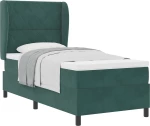 κρεβάτι Box Spring με στρώμα vidaXL σκούρο πράσινο 100x200 εκ βελούδο