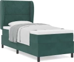 κρεβάτι Box Spring με στρώμα vidaXL σκούρο πράσινο 100x200 εκ βελούδο