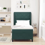 κρεβάτι Box Spring με στρώμα vidaXL σκούρο πράσινο 100x200 εκ βελούδο