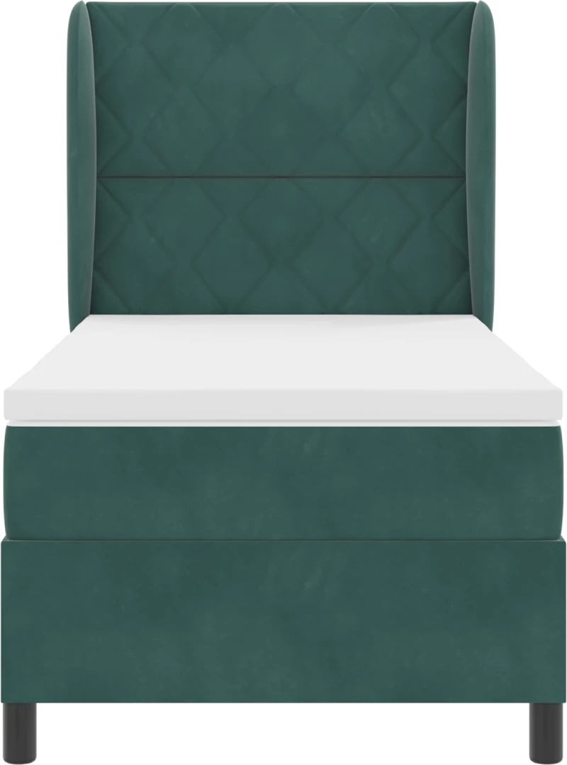 κρεβάτι Box Spring με στρώμα vidaXL σκούρο πράσινο 100x200 εκ βελούδο