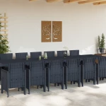 Σετ Τραπεζαρίας 15 Τεμαχίων vidaXL με Μαξιλάρια Ανθρακί Πολυ Ρατάν