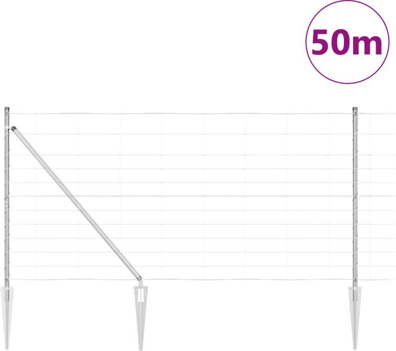 vidaXL Περίφραξη Αγρού 1.2x50 μ Γαλβανισμένο Ατσάλι