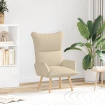 vidaXL Χαλαρωτική Πολυθρόνα Κρεμ Υφάσματος
