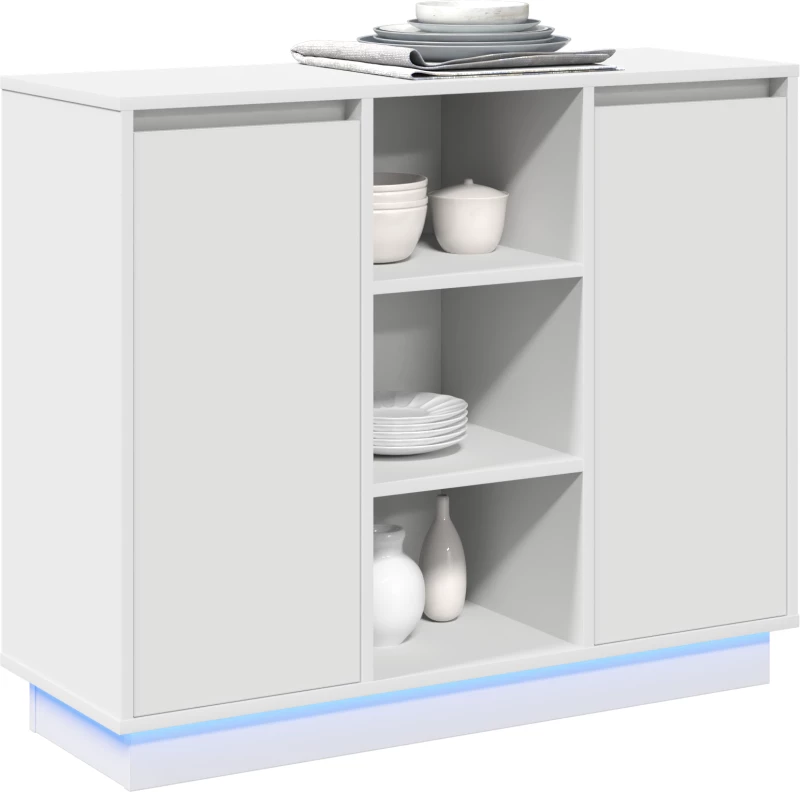 vidaXL Κονσόλα με LED Λευκή 90x32x75 εκ. Κατασκευασμένο ξύλο