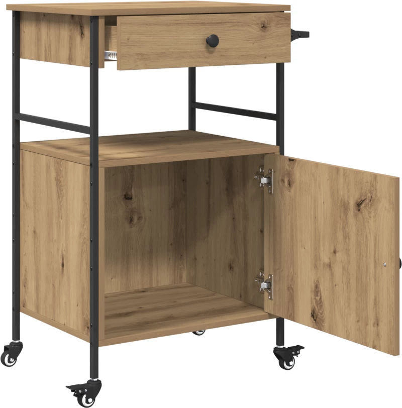 vidaXL Καρότσι Κουζίνας Ξύλο Καλλιτέχνη 56x43x89.5 εκ.