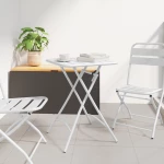 Πτυσσόμενο τραπέζι κήπου vidaXL Λευκό 55x55x73 εκ. από ατσάλι