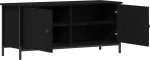 vidaXL TV Stand Μαύρης Δρυός Μαύρη δρυός Μοριοσανίδα, Μέταλλο