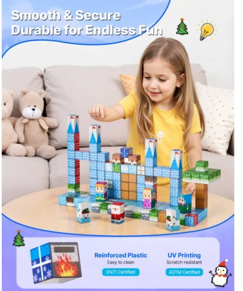 VEVOR Magnetic Blocks 150 PCS Glacier Castle Set STEM Montessori Sensory Toys