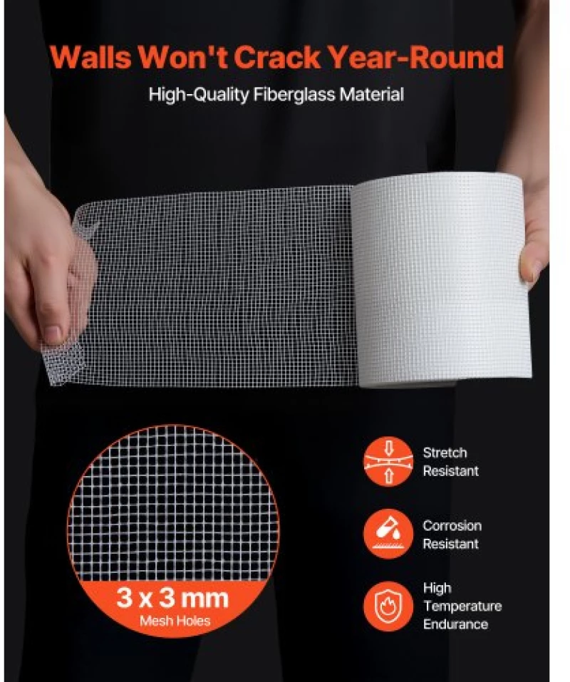 VEVOR 12 Rolls 30m x 150mm Self-Adhesive Fiberglass Drywall Mesh Tape