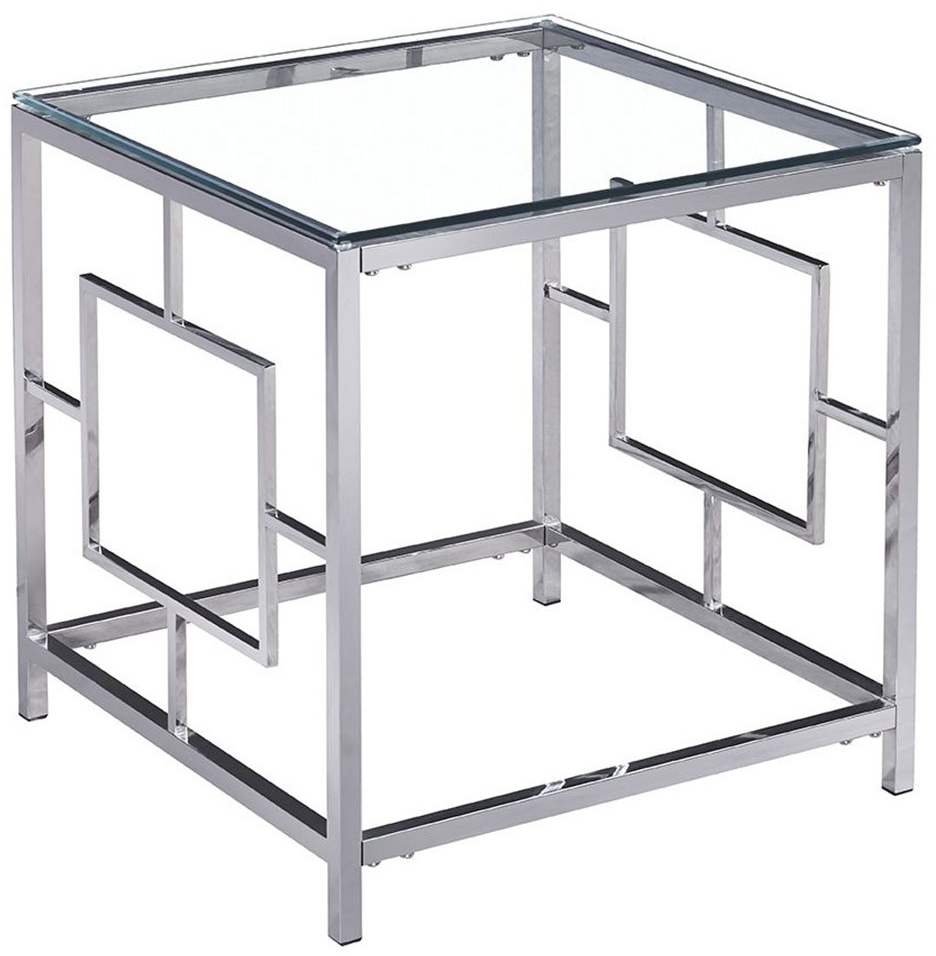 Τραπεζάκι Μεταλλικό 77273 55x55x55cm Clear-Silver