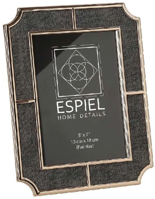 Κορνίζα FAM742 13x18cm Grey Espiel Μέταλλο,Ύφασμα