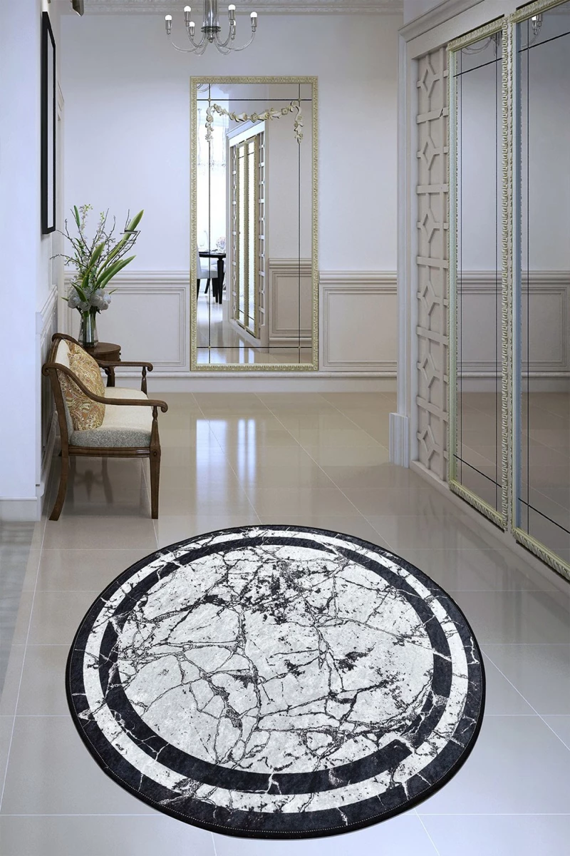 Χαλί Marmor Djt 882CHL2158 White-Black Conceptum Hypnose 140X140cm Round