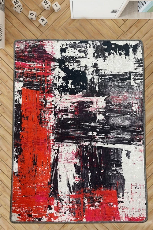 Χαλί Pinturde Djt 959CHL1115 Black-White-Red Conceptum Hypnose 150x240cm